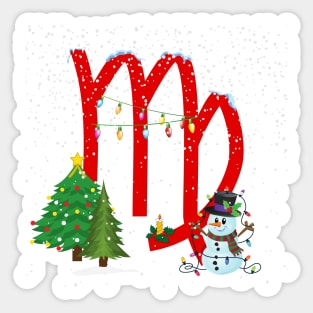 Christmas Themed Virgo Zodiac Sign Astrology Sticker